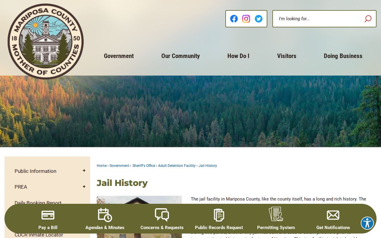 Mariposa County Adult Detention Facility jail history and release records context
